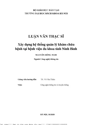 Xây dựng hệ thống quản lý khám hữa bệnh tại bệnh viện đa khoa tỉnh ninh bình