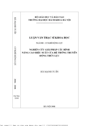 Nghiên ứu giải pháp cấu hình nâng cao hiệu suất của hệ thống truyền động thủy lực