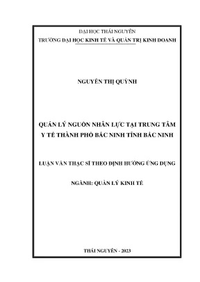 Quản lý nguồn nhân lực tại trung tâm y tế thành phố bắc ninh tỉnh bắc ninh
