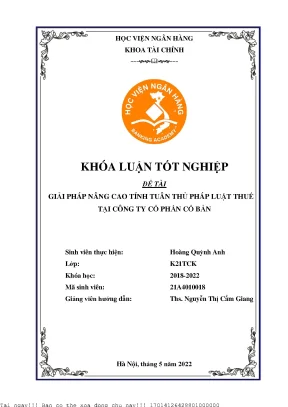 Giải pháp nâng cao tính tuân thủ pháp luật thuế tại công ty cổ phần cổ bản
