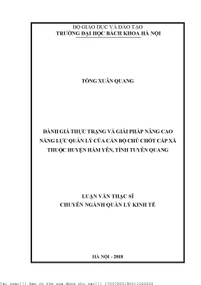 Đánh giá thự trạng và giải pháp nâng cao năng lực quản lý của cán bộ chủ chốt cấp xã thuộc huyện hàm yên tỉnh tuyên quang