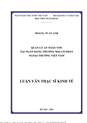 Quản lý an toàn vốn tại ngân hàng tmcp ngoại thương việt nam
