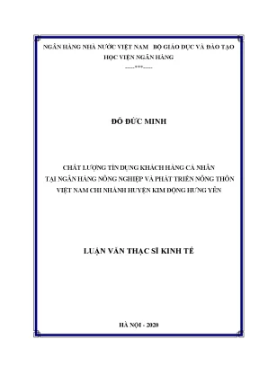 Chất lượng tín dụng khách hàng cá nhân tại ngân hàng nông nghiệp và phát triển nông thôn việt nam chi nhánh huyện kim động hưng yên