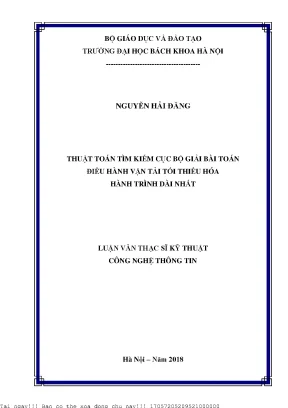 Thuật toán tím kiếm ụ bộ giải bài toán điều hành vận tải tối thiểu hóa hành trình dài nhất