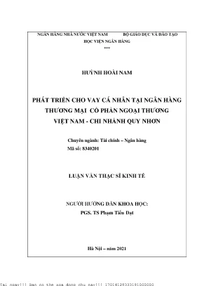 Phát triển cho vay cá nhân tại ngân hàng thương mại cổ phần ngoại thương việt nam chi nhánh quy nhơn