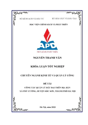 Công tác quản lý đất đai trên địa bàn xã phú cường huyện sóc sơn thành phố hà nội