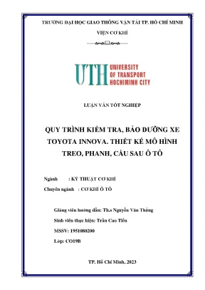 Quy trình kiểm tra bảo dưỡng xe toyota innova thiết kế mô hình treo phanh cầu sau ô tô