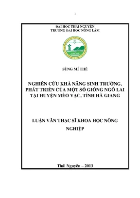 Nghiên cứu khả năng sinh trưởng phát triển cuả một số giống ngô lai tại huyện mèo vạc tỉnh hà giang