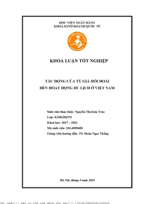 Tác động của tỷ giá hối đoái đến hoạt động du lịch ở việt nam