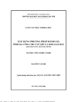 Xây dựng phương pháp đánh giá tính gia ông ho vật liệu là kim loại màu hợp kim đồng hợp kim nhôm