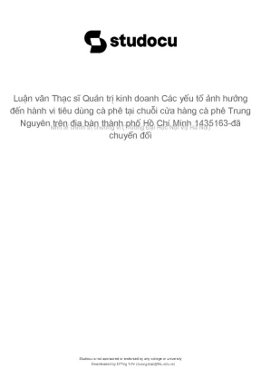 Các yếu tố ảnh hưởng đến hành vi tiêu dùng cà phê tại chuỗi cửa hàng cà phê trung nguyên trên địa bàn thành phố hồ chí minh