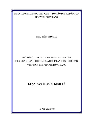 Mở rộng cho vay khách hàng cá nhân của ngân hàng thương mại cổ phần công thương việt nam chi nhánh hồng bàng
