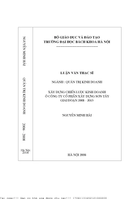 Xây dựng hiến lượ kinh doanh ở công ty cổ phần xây dựng sơn tây