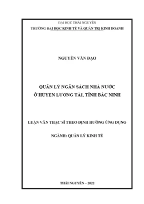 Quản lý ngân sách nhà nước ở huyện lương tài tỉnh bắc ninh