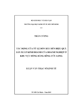 Luận văn thạc sĩ tác động của tỷ lệ đòn bẩy đến hiệu quả sản xuất kinh doanh của doanh nghiệp ở khu vực đồng bằng sông cửu long