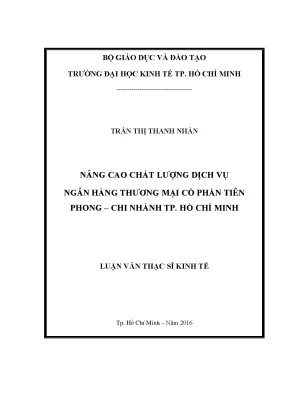 Nâng cao chất lượng dịch vụ ngân hàng thương mại cổ phần tiên phong chi nhánh tp hồ chí minh