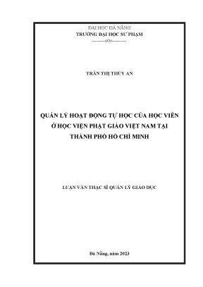 Quản lý hoạt động tự học của học viên ở học viện phật giáo việt nam tại thành phố hồ chí minh