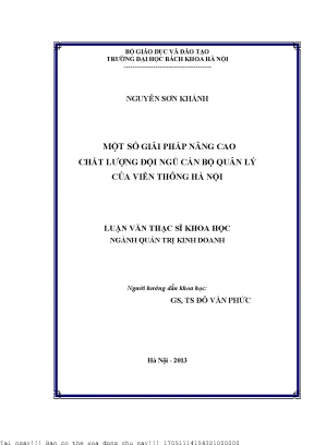 Một số giải pháp nâng ao chất lượng đội ngũ cán bộ quản lý của viễn thông hà nội