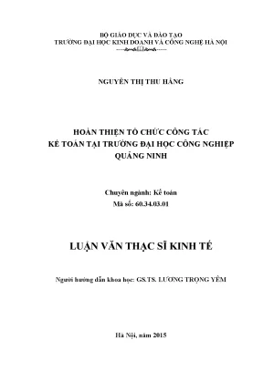 Hoàn thiện tổ chức công tác kế toán tại trường đại học công nghiệp quảng ninh