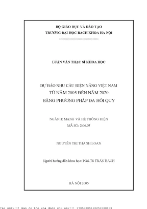Dự báo nhu ầu điện năng việt nam từ năm 2005 đến 2020 bằng phương pháp đa hồi quy