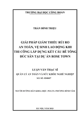 Giải pháp giảm thiểu rủi ro an toàn vệ sinh lao động khi thi công lắp dựng kết cấu bê tông đúc sẵn tại dự án rose town