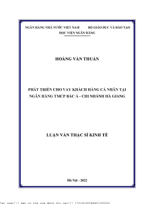 Phát triển cho vay khách hàng cá nhân tại ngân hàng tmcp bắc á chi nhánh hà giang
