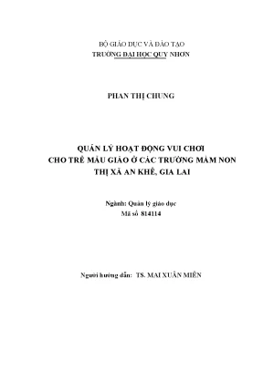 Quản lý hoạt động vui chơi cho trẻ mẫu giáo ổ các trường mầm non thị xã an khê gia lai