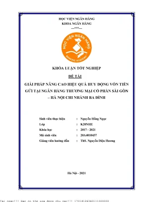 Giải pháp nâng cao hiệu quả hoạt động hđv tiền gửi tại ngân hàng tmcp sài gòn hà nội chi nhánh ba đình