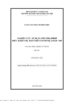 Nghiên ứu áp dụng phương pháp điều khiển dự báo trên cơ sở hệ logic mờ