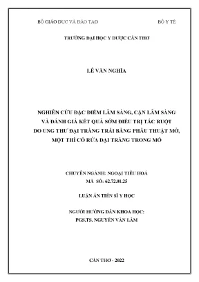 Nghiên cứu đặc điểm lâm sàng cận lâm sàng và đánh giá kết quả sớm điều trị tắc ruột do ung thư đại tràng trái bằng phẫu thuật mở một thì có rửa đại tràng trong mổ