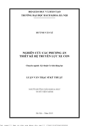 Nghiên ứu á phương án thiết kế hệ truyền lự xe on