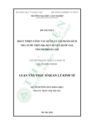 Hoàn thiện công tác quản lý chi ngân sách nhà nước trên địa bàn huyện quốc oai thành phố hà nội