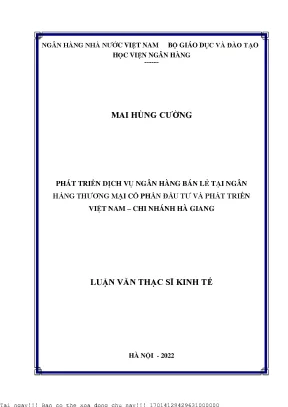 Phát triển dịch vụ ngân hàng bán lẻ tại ngân hàng thương mại cổ phần đầu tư và phát triển việt nam chi nhánh hà giang