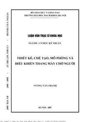 Thiết kế hế tạo mô phỏng và điều khiển thang máy hở người