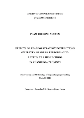 Effects of reading strategy instructions on eleven graders performance a study at a high school in khanh hoa province