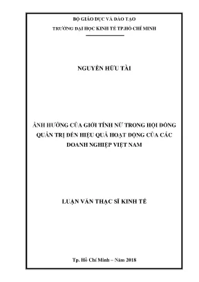 Luận văn thạc sĩ kinh tế ảnh hưởng của giới tính nữ trong hđqt đến hiệu quả hoạt động của các doanh nghiệp việt nam