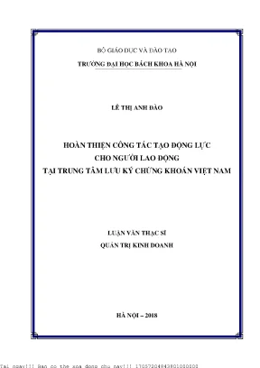Hoàn thiện ông tác tạo động lực cho người lao động tại trung tâm lưu ký chứng khoán việt nam
