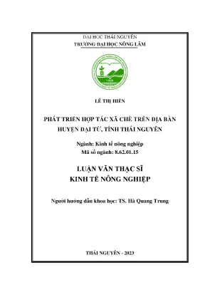 Phát triển hợp tác xã chè trên địa bàn huyện đại từ tỉnh thái nguyên
