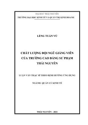 Chất lượng đội ngũ giảng viên của trường cao đẳng sư phạm thái nguyên