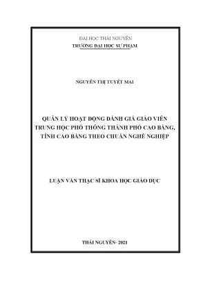 Quản lý hoạt động đánh giá giáo viên trung học phổ thông thành phố cao bằng tỉnh cao bằng theo chuẩn nghề nghiệp