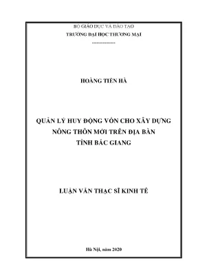 Quản lý huy động vốn cho xây dựng nông thôn mới trên địa bàn tỉnh bắc giang