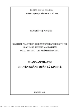 Giải pháp phát triển dịh vụ ngân hàng điện tử tại ngân hàng thương mại ổ phần ngoại thương hi nhánh hải dương