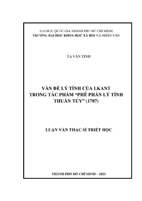 Vấn đề lý tính của i kant trong tác phẩm phê phán lý tính thuần túy 1787