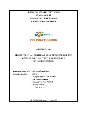 Đề tài phân tích hoạt động marketing 4p của công ty cổ phần phúc long heritage