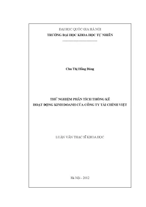 Luận văn thạc sĩ thử nghiệm phân tích thống kê hoạt động kinh doanh của công ty tài chính việt
