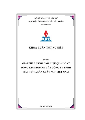 Luận văn tốt nghiệp giải pháp nâng cao hiệu quả kinh doanh của công ty tnhh đầu tư và sản xuất nct việt nam
