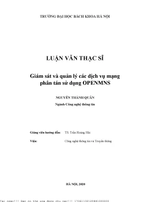 Giám sát và quản lý á dịh vụ mạng phân tán sử dụng openmns