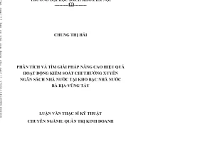 Phân tíh và tìm giải pháp nâng cao hiệu quả hoạt động kiểm soát chi thường xuyên ngân sách nhà nước tại kho bạc nhà nước bà rịa vũng tàu