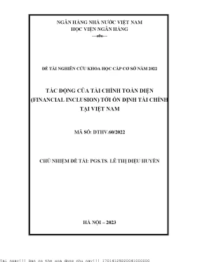 Tác động của tài chính toàn diện financial inclusion tới ổn định tài chính tại việt nam