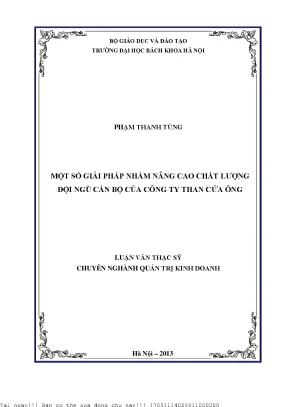 Một số giải pháp nhằm nâng ao chất lượng đội ngũ cán bộ quản lý của công ty tuyển than cửa ông